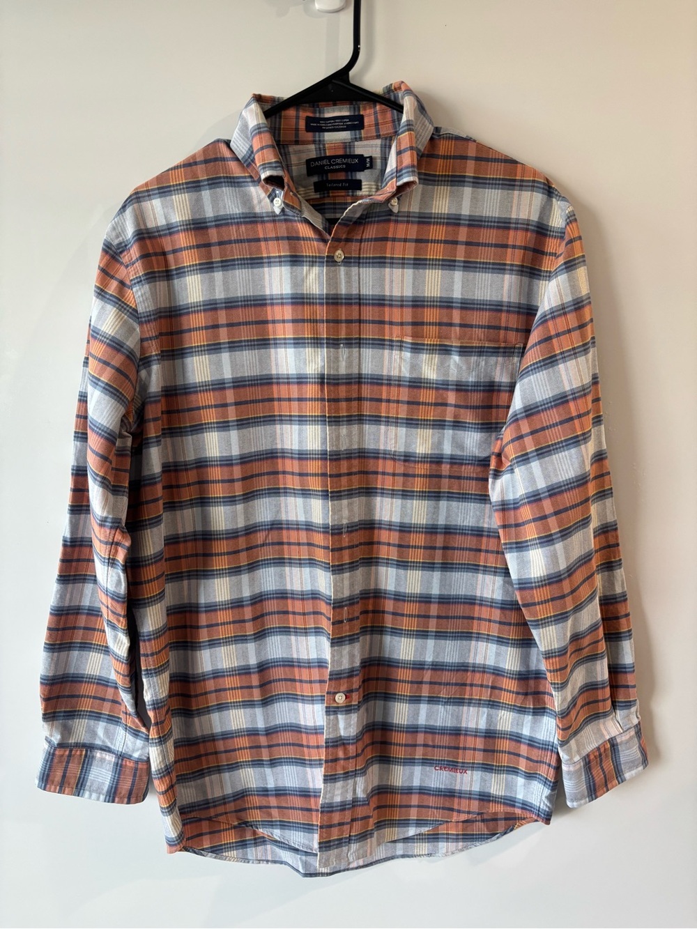 Daniel Cremieux Orange and Blue Plaid Button-Down Shirt